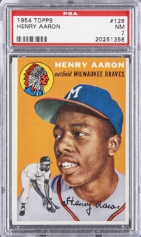 1954 Topps #128 Hank Aaron Rookie Card – PSA NM 7